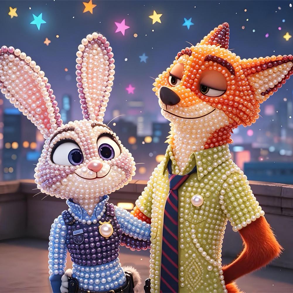 

Disney DIY Pearl Painting Zootopia Characters and Scene Restoration Decorative Painting Creative Ornaments Friends GiftsDeskto OrnamentsHomeDecoration 30x40