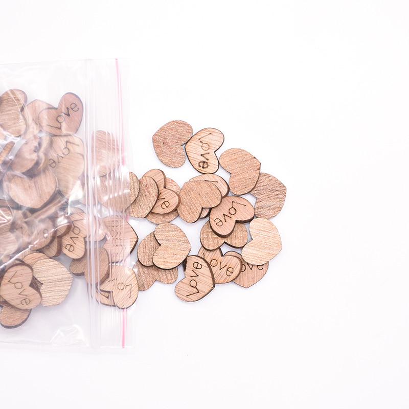 100Pcs Mini Wooden Love Heart Wedding Table Scatter DIY Craft Accessories Rustic Wedding Party DIY Decoration Favor Scrapbooking