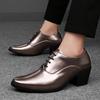 Men High Heels Silver Derby Wedding Dress Dance Business Gold Elevator Shoes Height Increase Tuxedo Prom Blazers Shoes Plus Size