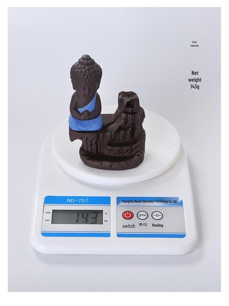 Purple Clay Buddha Backflow Incense Burner - Flowing Water Home Decor