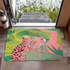 Tropical Pink Leopard Jungle Door Mat, Kitchen Absorbent Carpet, Entrance Non Slip Floor Mat, Home Decoration