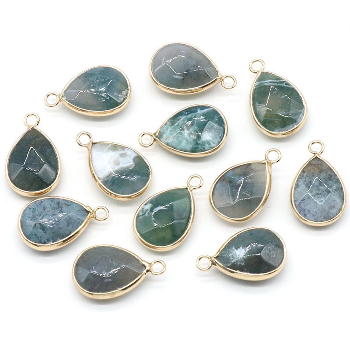 

Гранований натуральний золотий піщаний камінь Агат Кулон у формі краплі Біла бірюза Малахіт Онікс Підвіски для виготовлення ювелірних виробів Намисто своїми руками Аксесуари для сережок 2Pc/23x14mm-Indian Agate