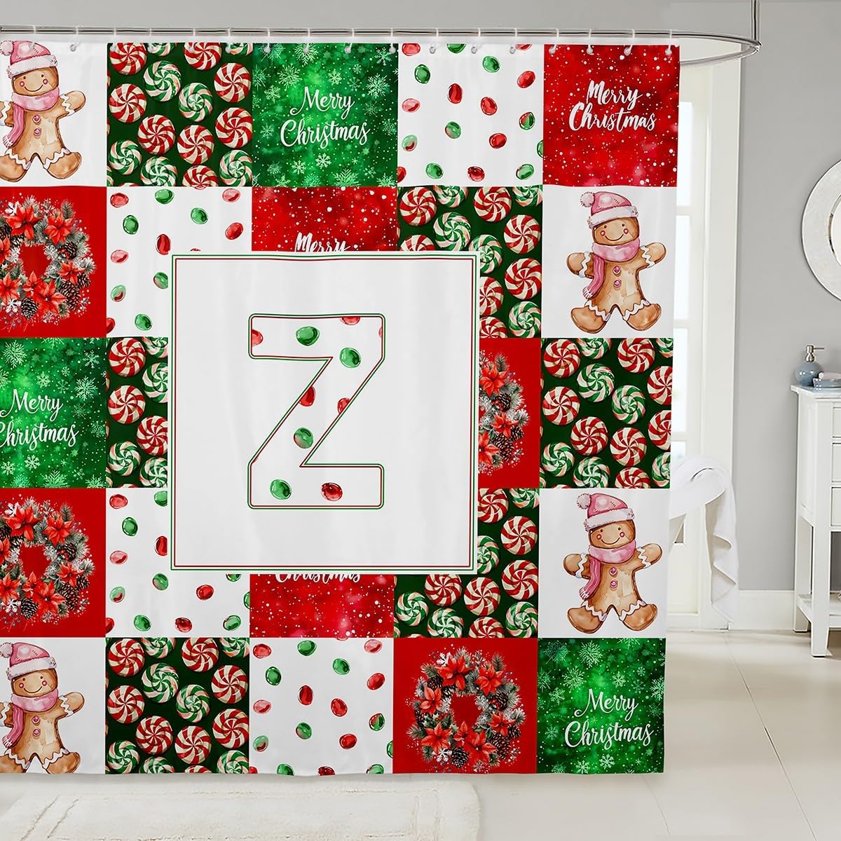 

Santa Claus Print Shower Curtains,Cartoon Christmas Watercolor Bath Curtain,Golden Snowflakes Pink Waterproof Accessorieswith W60H190(CM)-1 Pcs