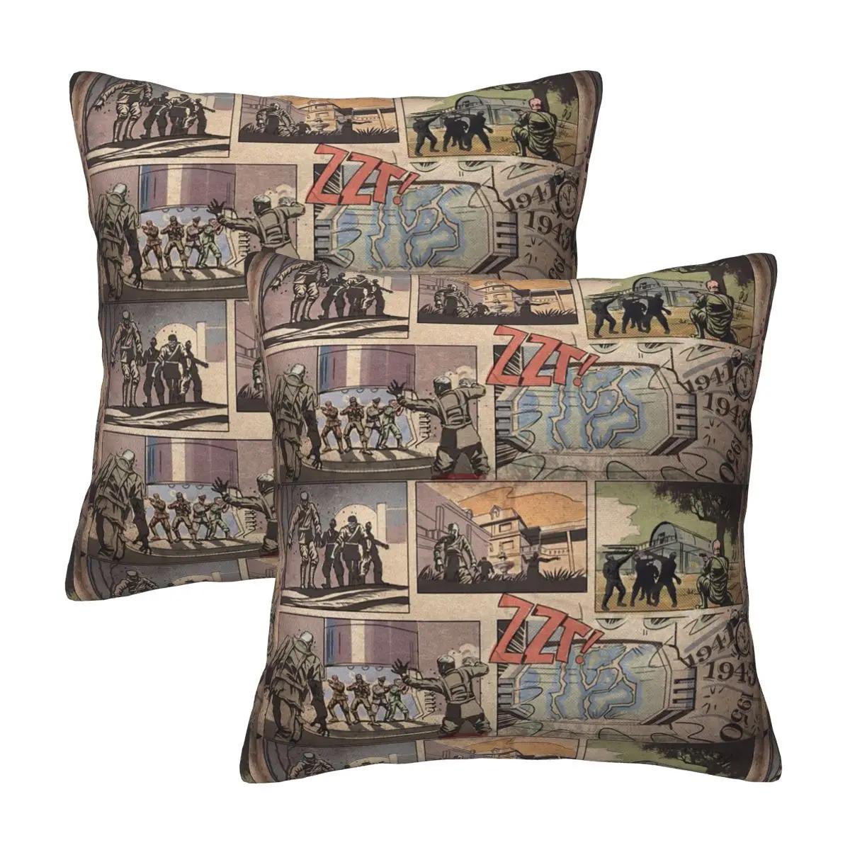 Cod Zombies Kino Der Toten Loading Screen 2 Pcs Square Pillowcase Pillow Cover Cushion Throw Pillow For Home Living Room Peach skin 18*18(CM)-2Pcs