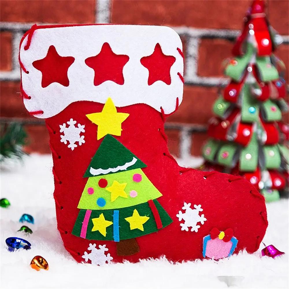 Holiday Activity Children Art Christmas Gifts Handcraft DIY EVA Christmas Socks Handmade Christmas Decoration