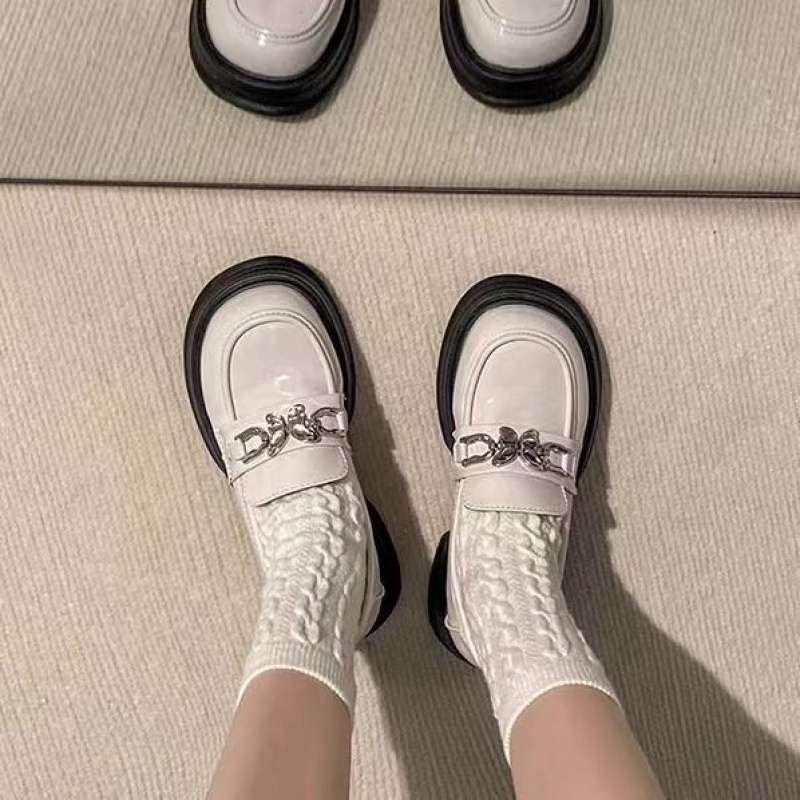 British style small leather shoes for women Mary Jane 2025 new platform one-pedal loafers versatile butterfly buckle women's single shoes