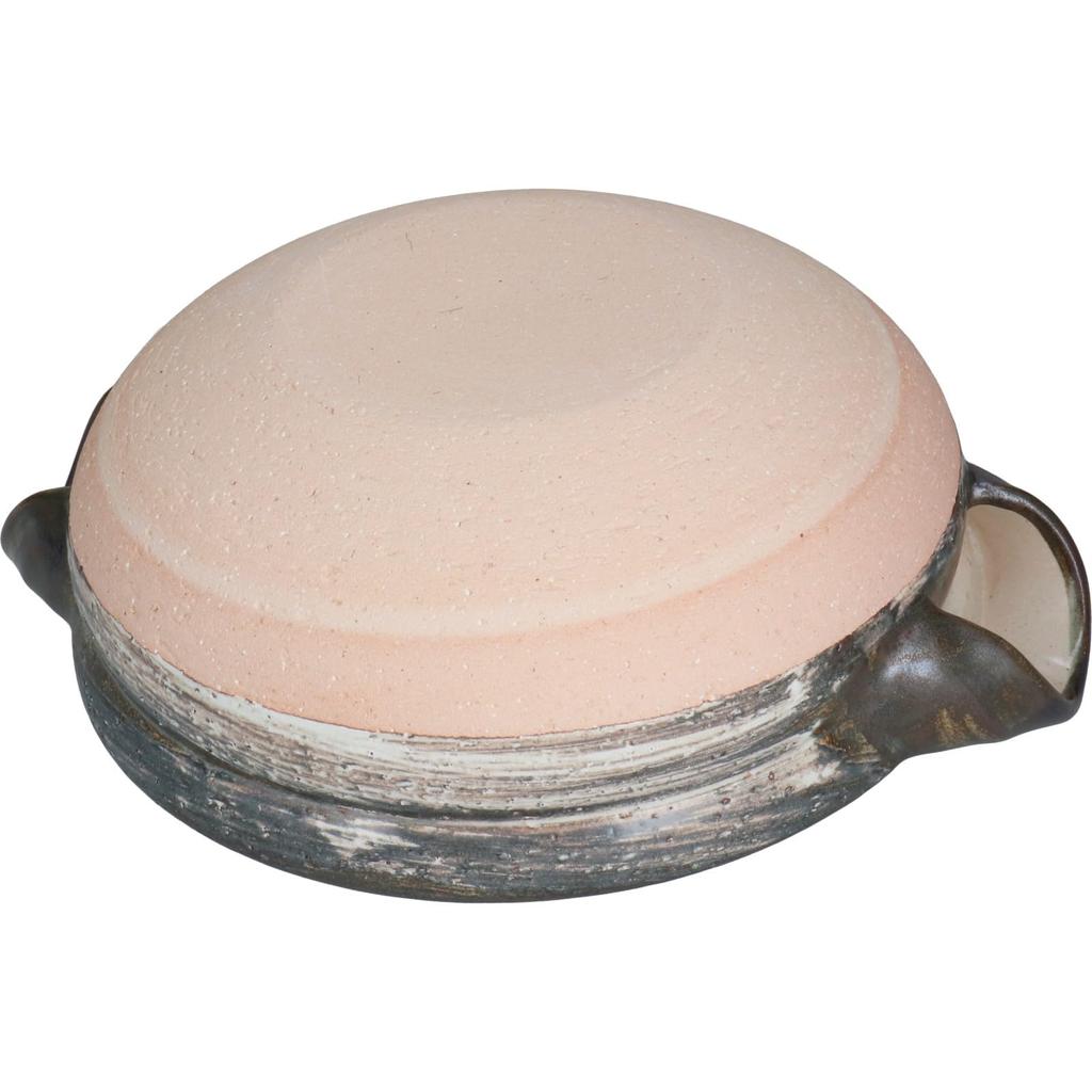 Nagatani Seito Iga Earthenware Pot, Large, Serves 3-5, Approx. 31cm, Approx. 3600ml, For Direct Heat, Brushed, ANH-03, Gray