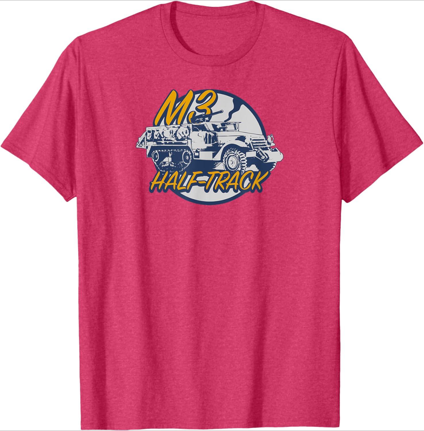 

WW2 M3 HalfTrack design 100 cotton summer casual Oneck short sleeve printed mens Tshirt S