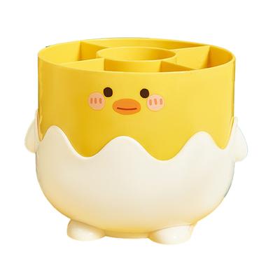 Little Yellow Duck Cosmetic Makeup Brush Storage Bucket Compartmentalized Plastic Cosmetic Storage