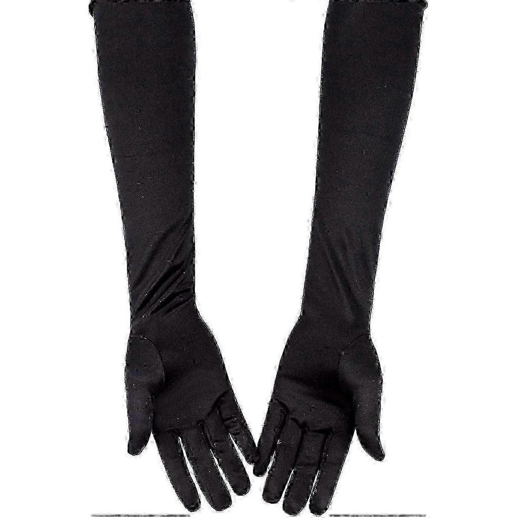 Gloves Long Black Satin Gloves Evening Gloves Opera Gloves Black 21 "elbow Gloves For Girls Women (black)