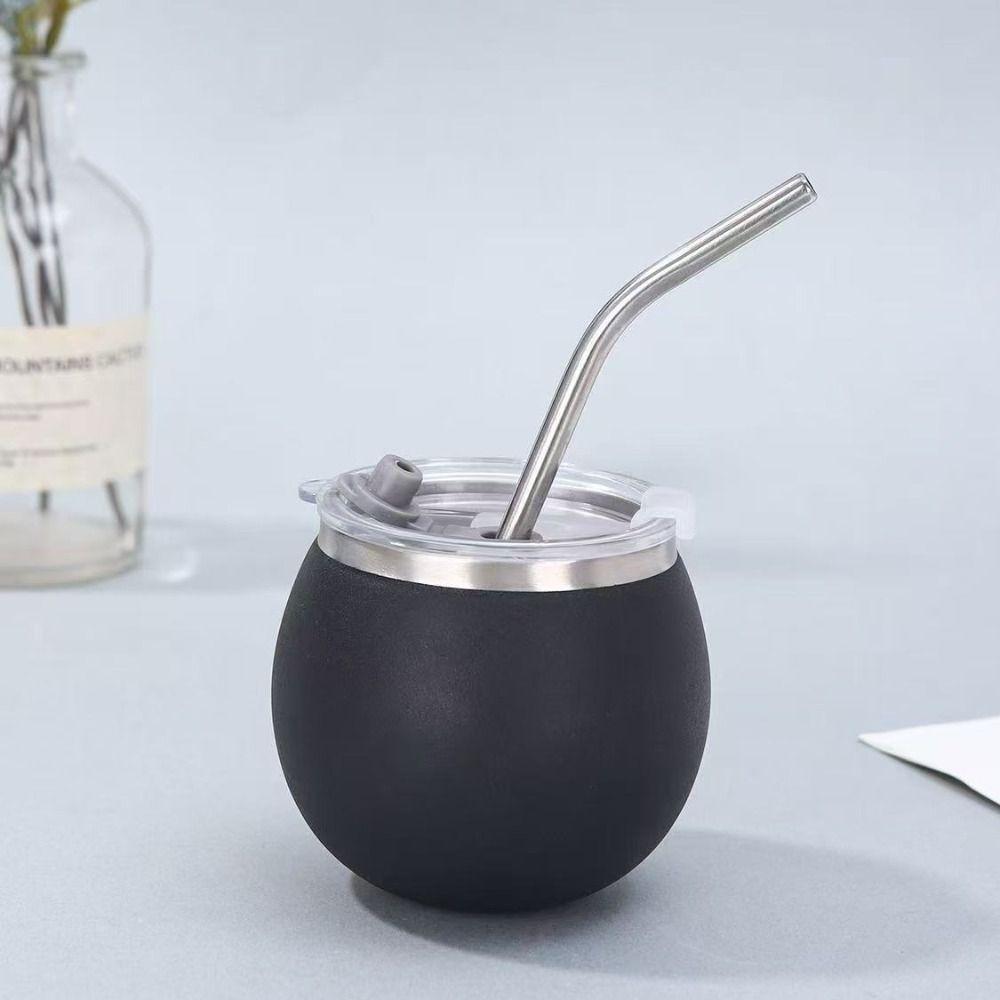 Mini-Doppelwandige argentinische Yerba Mate Tasse mit Strohhalm und Deckel, Edelstahl, Isolierte Tassen, 5oz, Tragbar, Eierbecher, Geschenk