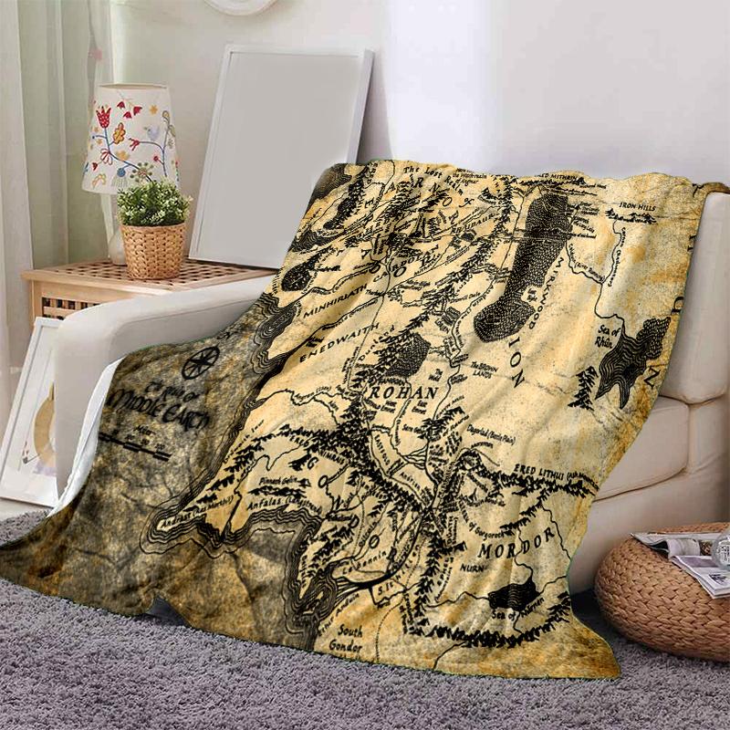 

Middle-earth Map: Fantasy World PosterPrint Blanket, Soft Blanket For Sofa Office Bed And Travelling Daughter Birthday Gift esj354 130cm×150cm（50in×60in）