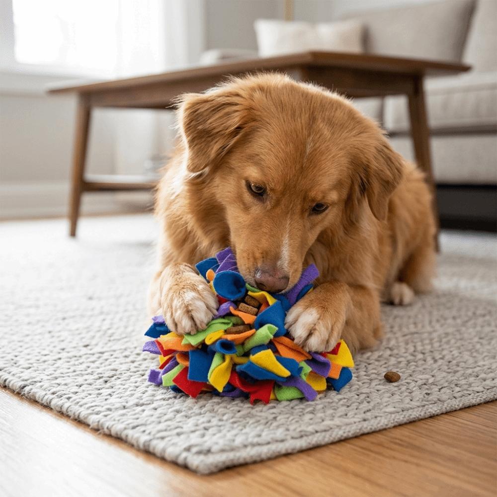 Round Shape Food Hiding Toy Rainbow Color Pet Chew Ball Washable Dog Enrichment Toy Brain Training