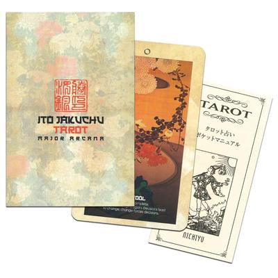Nichiyu Tarot Waite Fortune Telling Jakuchu Tarot Major Arcana Cards Includes Japanese Commentary and Powerful Tarot Featuring Flower and Bird Cards,