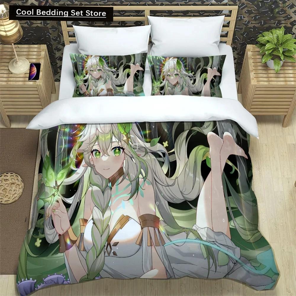 3D Anime Genshin Impact Bedding Set,Duvet Cover Comforter Bed Set Quilt Cover Pillowcase,King Queen Twin Size Boys Girls Adults