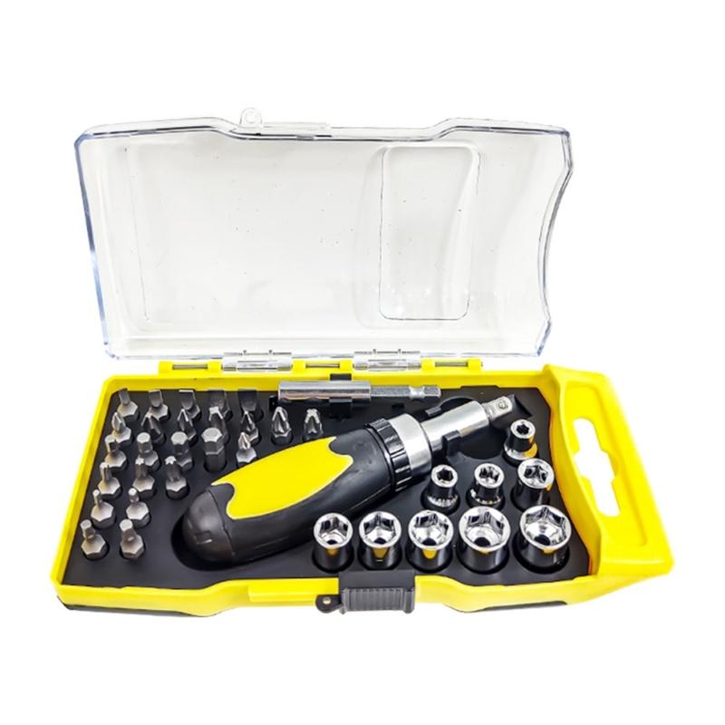 Multi-Bit Ratcheting Screwdriver Set Magnetic Sockets Precision Screwdriver Repair Tool for Furniture Car Electronics