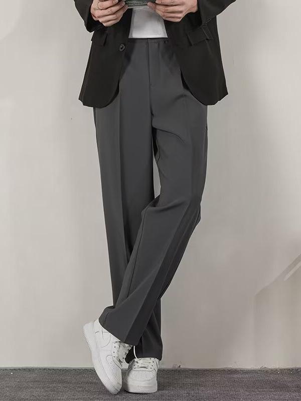 Men's Spring Japanese-Style Casual Black Wide-Leg Trousers 