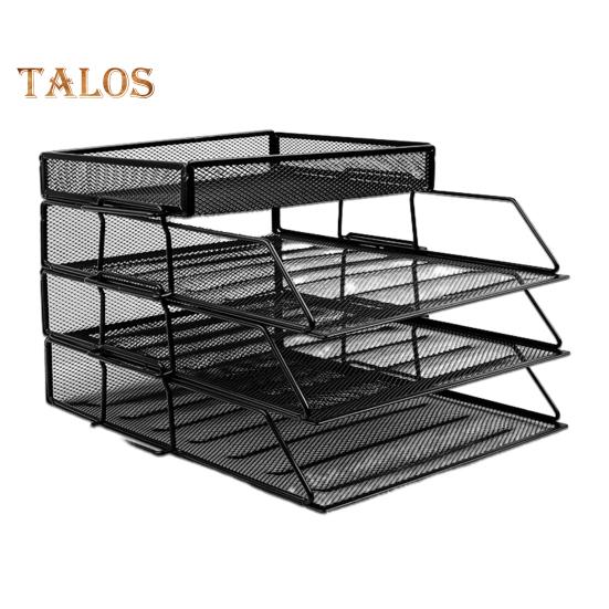 File Rack 3/4 Layers Hollow Mesh Stable Structure Removable Large Capacity Notebook Book Decktop Organizer Paper Letter Stoarge Tray Office Workspace