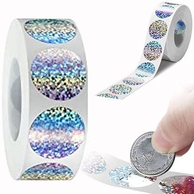 300Pcs Round Dia.2.5cm Scratch Card Sticker DIY Postcard Wedding Gift Self-adhesive Coating Sticker Laser Hologram Dots