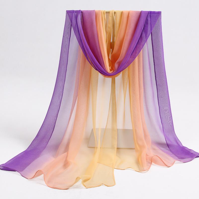 Summer Gradient Scarf Long Scarf Women's Beach Scarf Sun Protection Shawl Air Conditioning Shawl