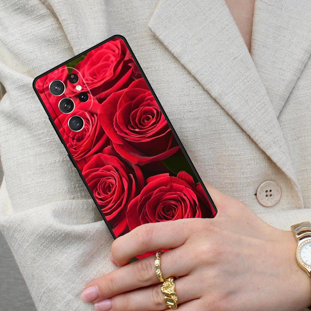 Bright Red Roses Flowers Cell Phone Case for Samsung Galaxy S26 Ultra S25 S24 S23 S22 S21 S20 Note10 Cover