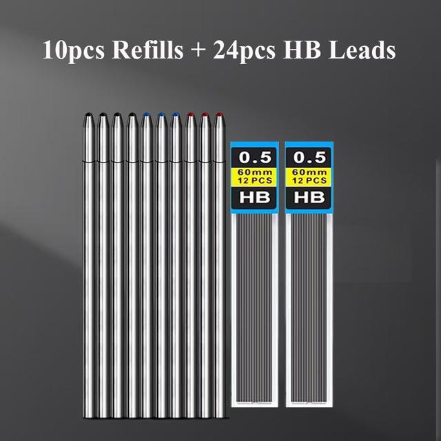 4 In 1 Multicolor Metal Ballpoint Pens 3 Colors Ball Pen 1 Mechanical Pencil For School Office Writing Supplies Stationery