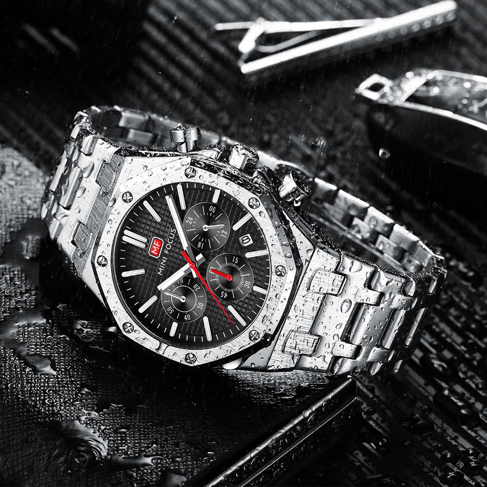 Herren Business Casual Multifunktions-Quarzuhr – Leuchtend Wasserdicht Edelstahlbanduhr Vatertagsgeschenk