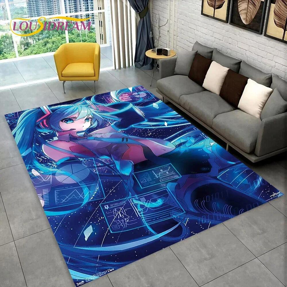 Japan Music Cartoon Characters Miku Carpet Rug for Home Living Room Bedroom Sofa Doormat Decor,kids Area Rug Non-slip Floor Mat