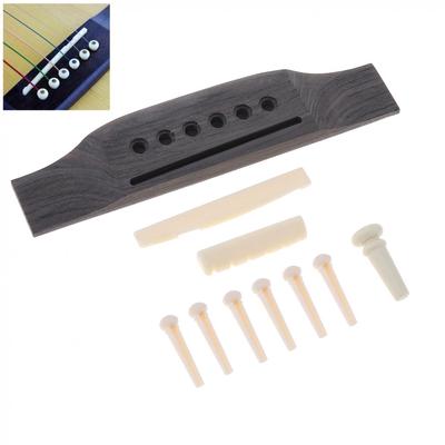 1 Set Acoustic Guitar Bridge + Bridge Pins Saddle Nut Guitar Parts for 40 41 Inch Folk Guitar