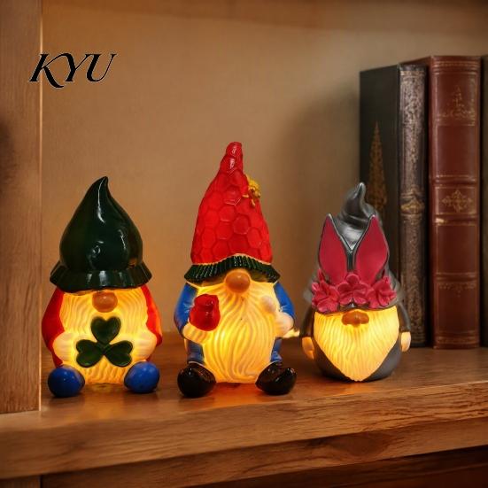 Vinyl Desktop Nightlight Christmas Night Light, Santa Snowman Elk Bell Figurine Lamp, Glowing Small Festive Room Accents LED Tabletop Decor,