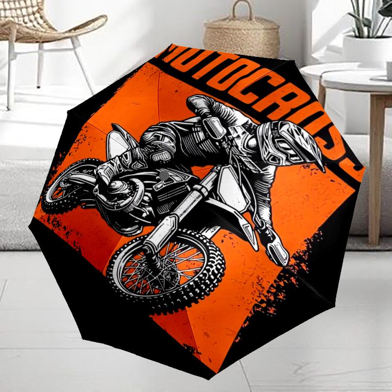 off road motorcycles Theme Automatic Umbrella, Lightweight & Portable, 8 Rib, Perfect for Outdoor Travel, Birthdays, Christmas, Gifts.