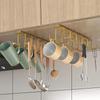 Punch-free Double-row Hooks Kitchen Under Cupboard Shelf Mug Cup Hanger Hook Iron Hanging Rack Holder Kitchen Cabinet Organizer Cup Holders 5