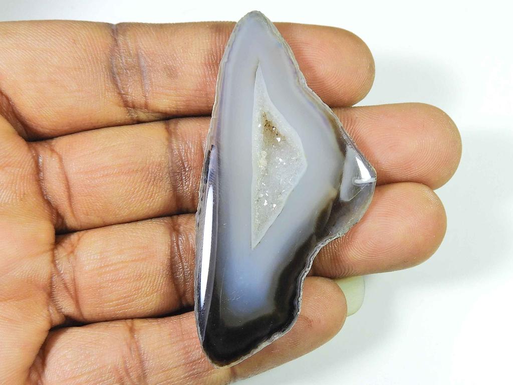 84Cts. Dyed Black Druzy Agate Fancy Crystal Cabochon Loose Gemstone 32X63MM SK-2251