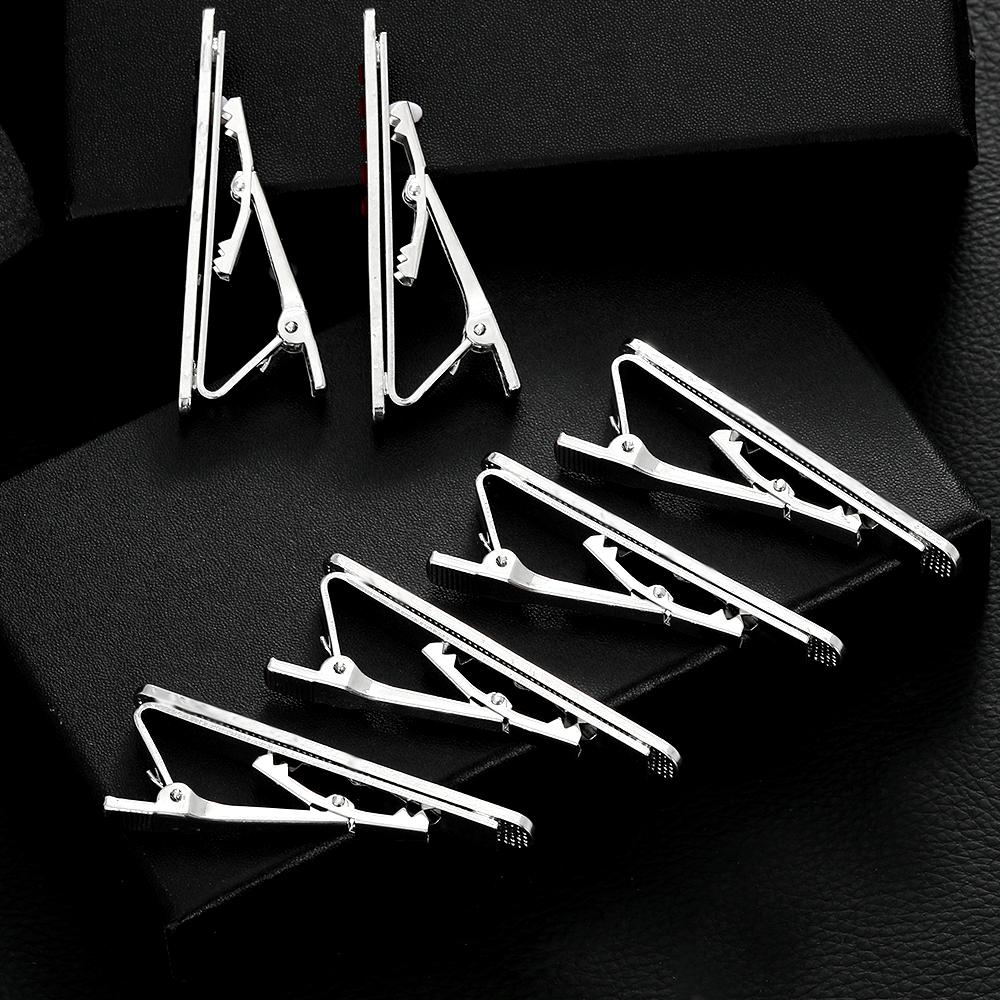 6Styles Funny Red Black Blue Pink Clear Crystal Paved Mens Tie Clip Classic Formal Party Anniversary Jewelry Accessories