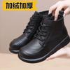 Retro Women's Shoes Winter New Single Cotton Warm Soft Sole Round Head Fashion High-top Leather Martin Boots