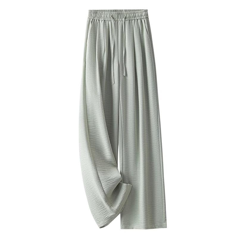 Spring/Summer 2025 Yamamoto Women's Textured Wide-Leg Draped Pants - Cool, Fashionable, Straight-Leg Design