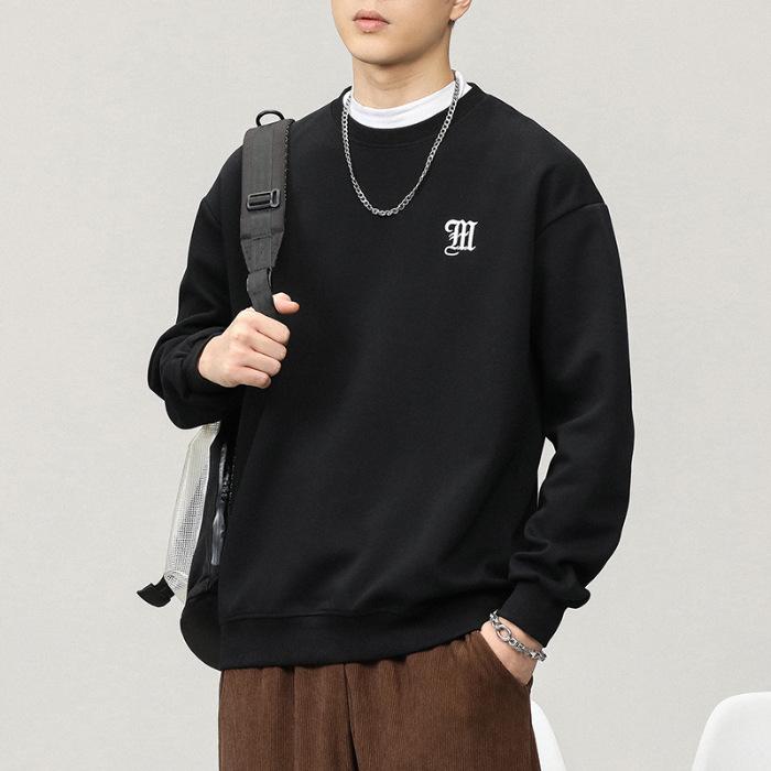2025 A/W Men's Heavyweight Crewneck Sweatshirt: Trendy, Embroidered, Loose-fit, Versatile Casual Sportswear