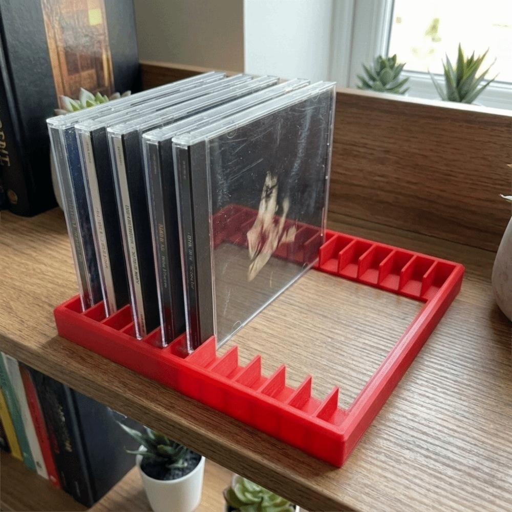 Plastic CD Storage Rack 12 Slots Lightweight CD Storage Display Shelf Space Saving Black Game Case Storage Rack Desktop