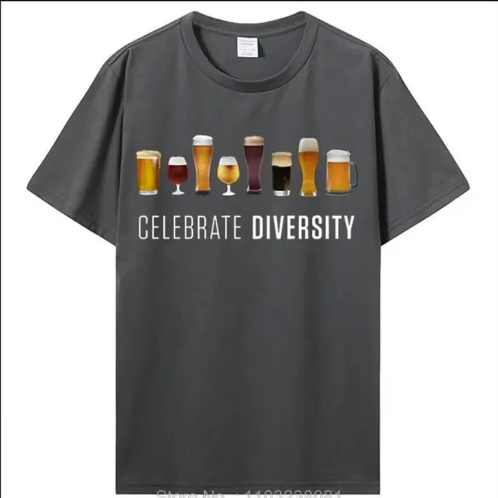 2023 New Men's 100% Cotton Hip Hop Fashion Leisure Fun Beer Print Pattern High Quality Comfortable Top Street Fitness