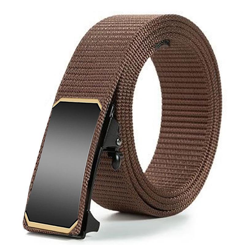 Men'S Toothless Automatic Buckle Woven Canvas Belt Belt Casual Nylon Tactical Pants Belt Military Training Outdoor Belt