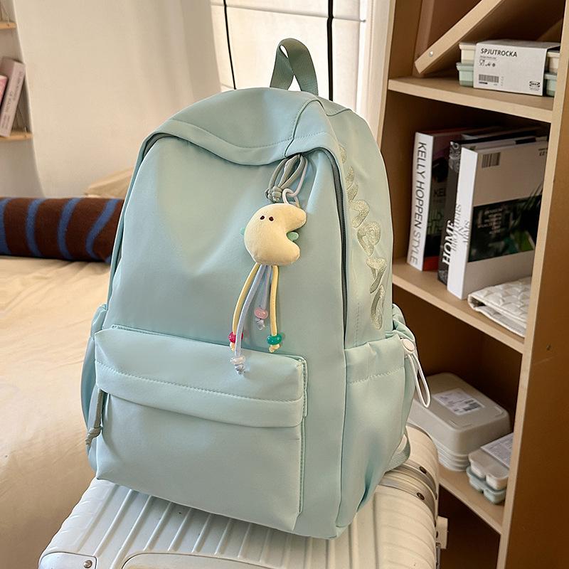 Schoolbag Korean Version Schoolbag Female Simple Style New Solid Color Japanese Backpack College Style Versatile Male Junior High School Student