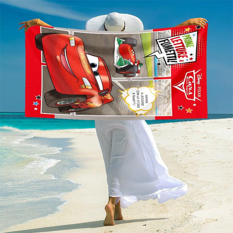 1pc Cars Adventures Beach Towel, Highly Absorbent, Soft Comfortable, Yoga, Swimming, Fitness, Camping, Beach Activities. B730029