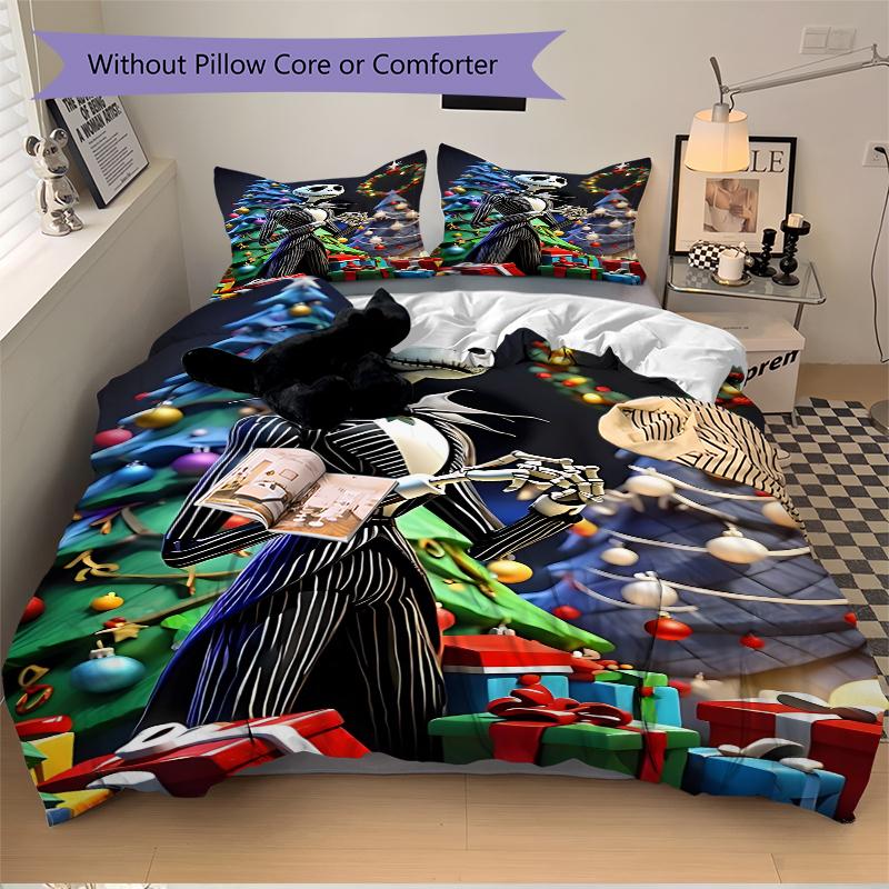 3Pcs Christmas Nightmare Before Bedding Set Quilt Cover Pillowcase Home Christmas Xmas Halloween Gift 1 Duvet Cover 2 Pillowcase S921433