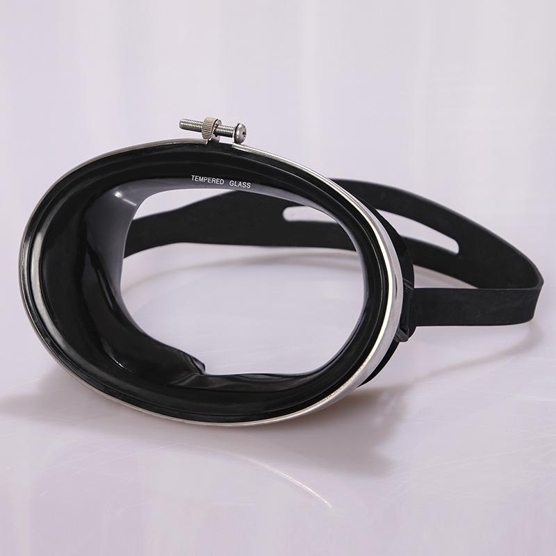 Oval Diving Mask Spearfishing Mask Classic Retro-Style Panoramic Wide View Goggles Tempered Glass Lens For Adults