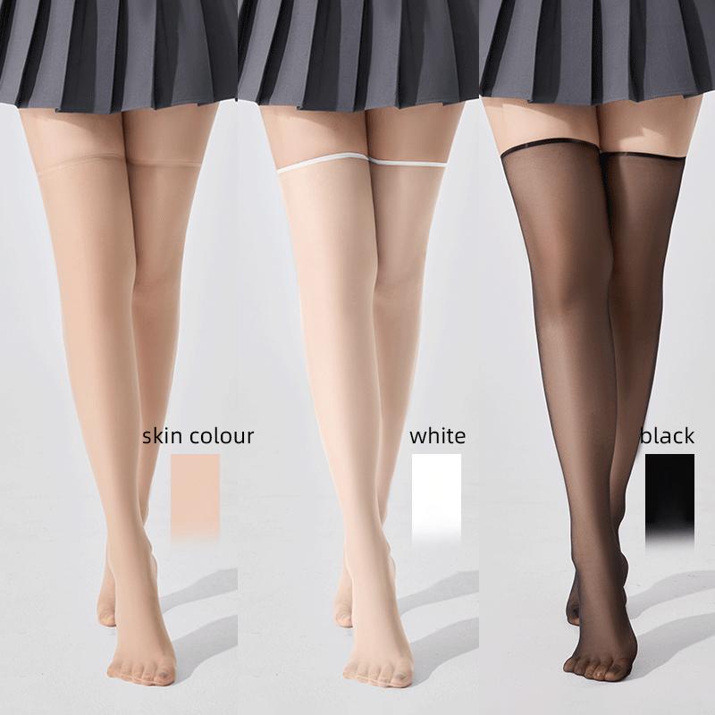 Kave Ultra Thin Nylon Long Socks Stockings Transparent Japanese Style Thigh High Stockings Women Girls Lolita Knee High Socks