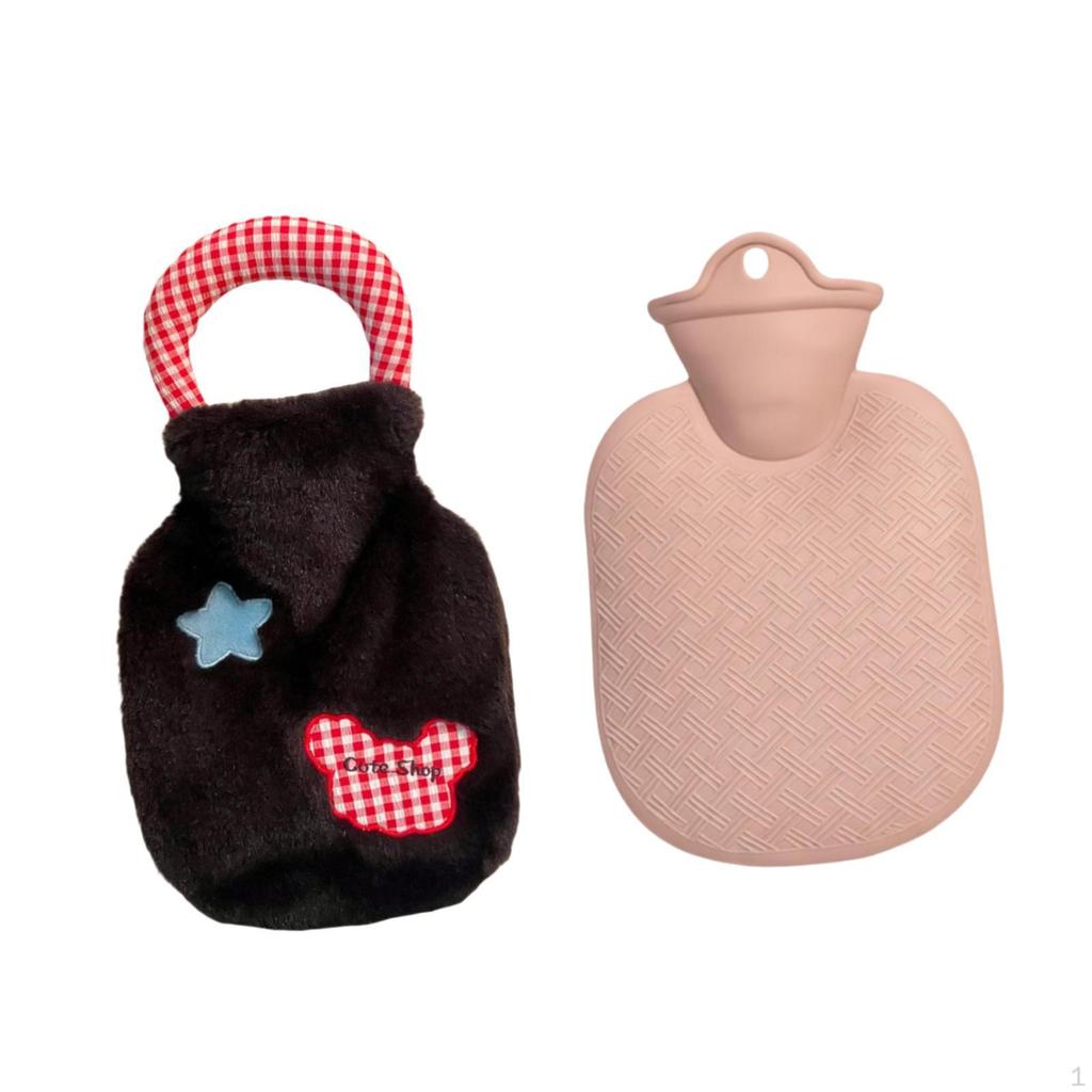 Water Bottle Hand Warmer Convenient Cartoon Portable Bag with Plush Cover for Bedroom