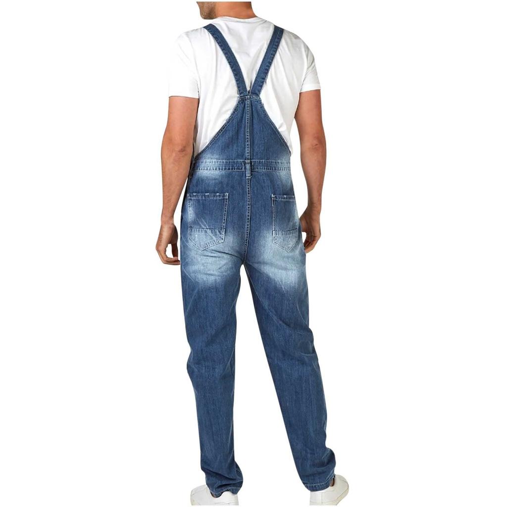Men's Overalls Overalls Tall Wash Jeans Adjustable Straps Denim Jumpsuit Loose Work Jumpsuit Work Pants