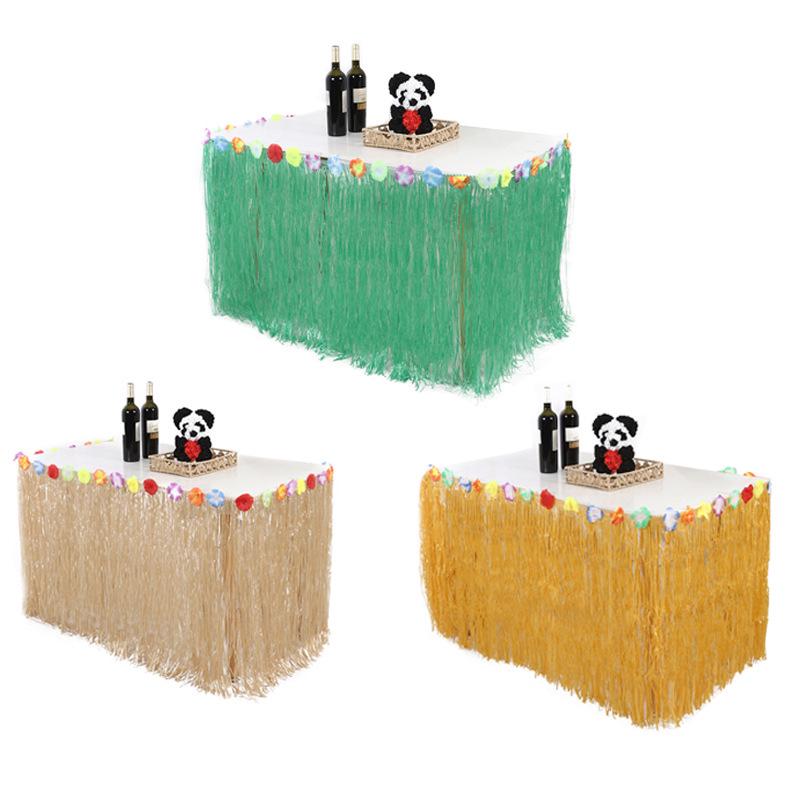 Hawaiian Hula Table Skirt Decor, Outdoor Party Tassel, 275cm x 75cm