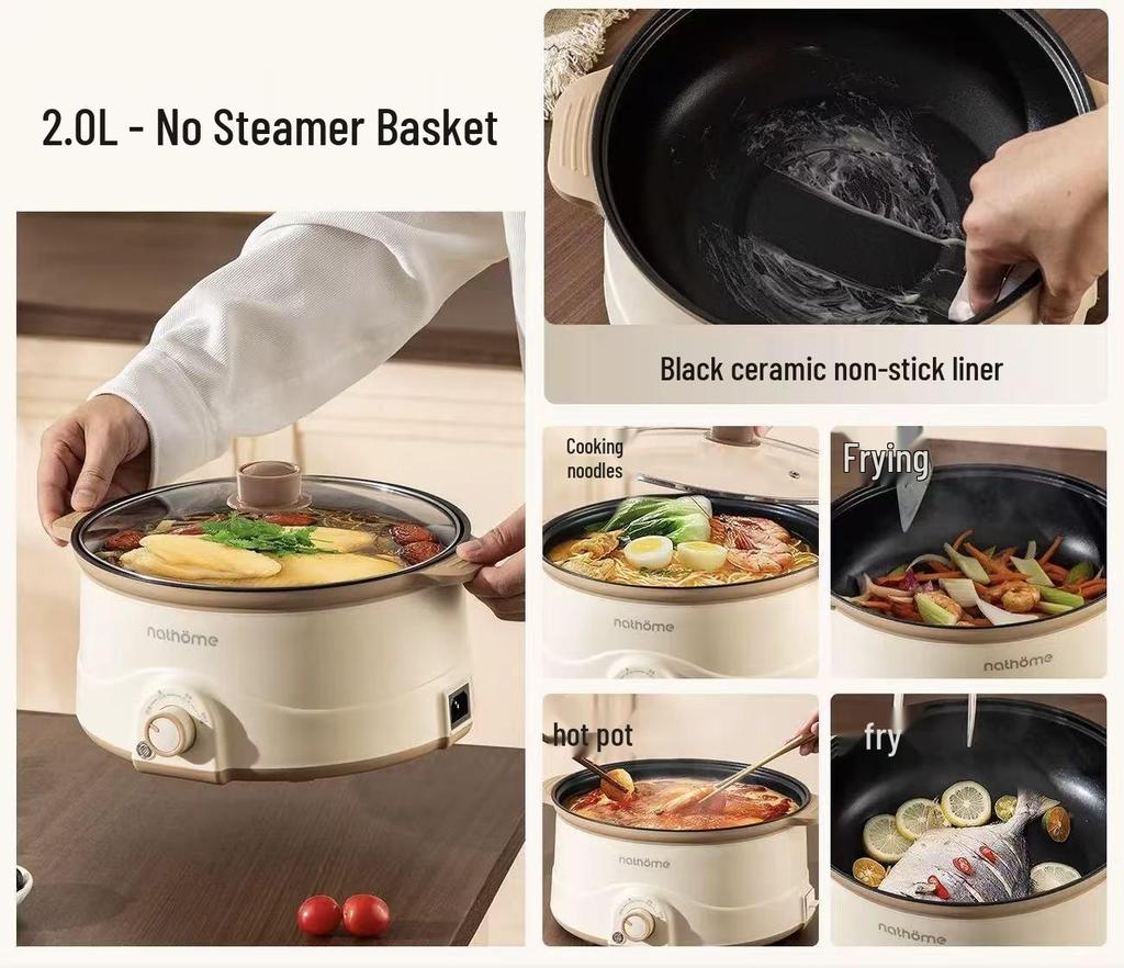 Wielofunkcyjny multicooker elektryczny All-in-One: Nieprzywierający multicooker, patelnia, urządzenie do gotowania jajek, wszechstronny garnek do gotowania do akademików i użytku domowego.