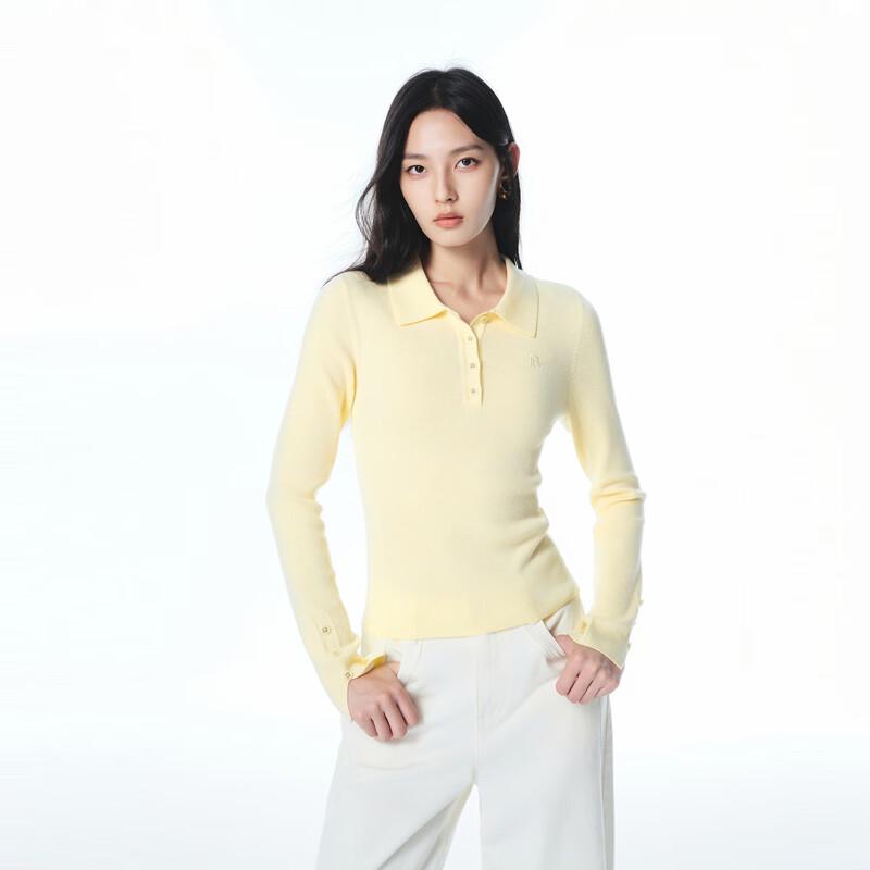 

Женский приталенный трикотажный свитер с лацканами PEACEBIRD M